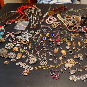 Huge lot of broken rhinestone jewelry